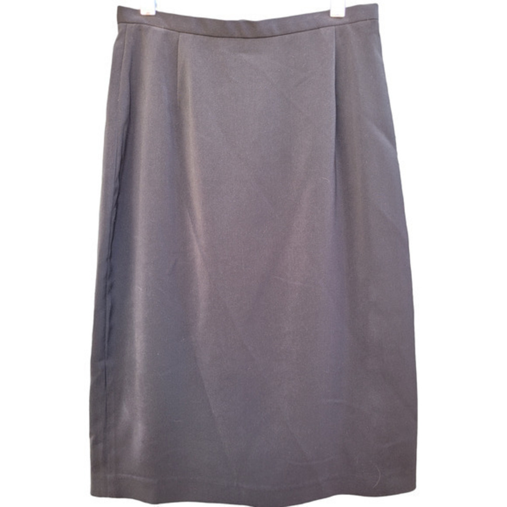 Vintage Ultimate Concept Black Basic Zip‎ Back Slit Midi gathered Skirt